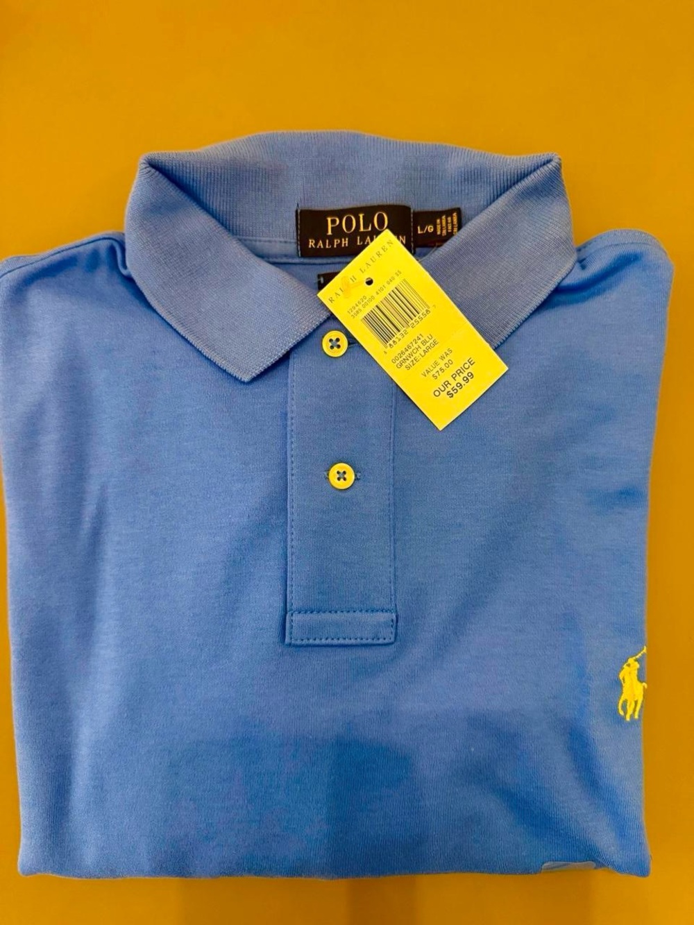 Polo by Ralph Lauren Blue Polo with Yellow Pony & Buttons
